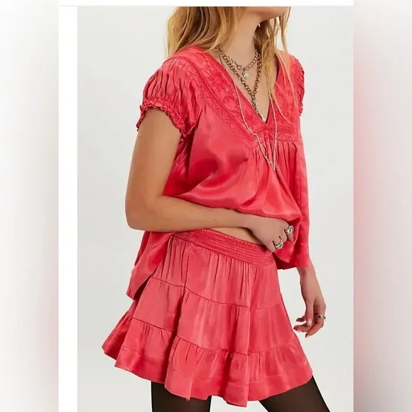 Free People Rivington Mini Skirt Set - Deep Sea Coral. NWT - Picture 3 of 3